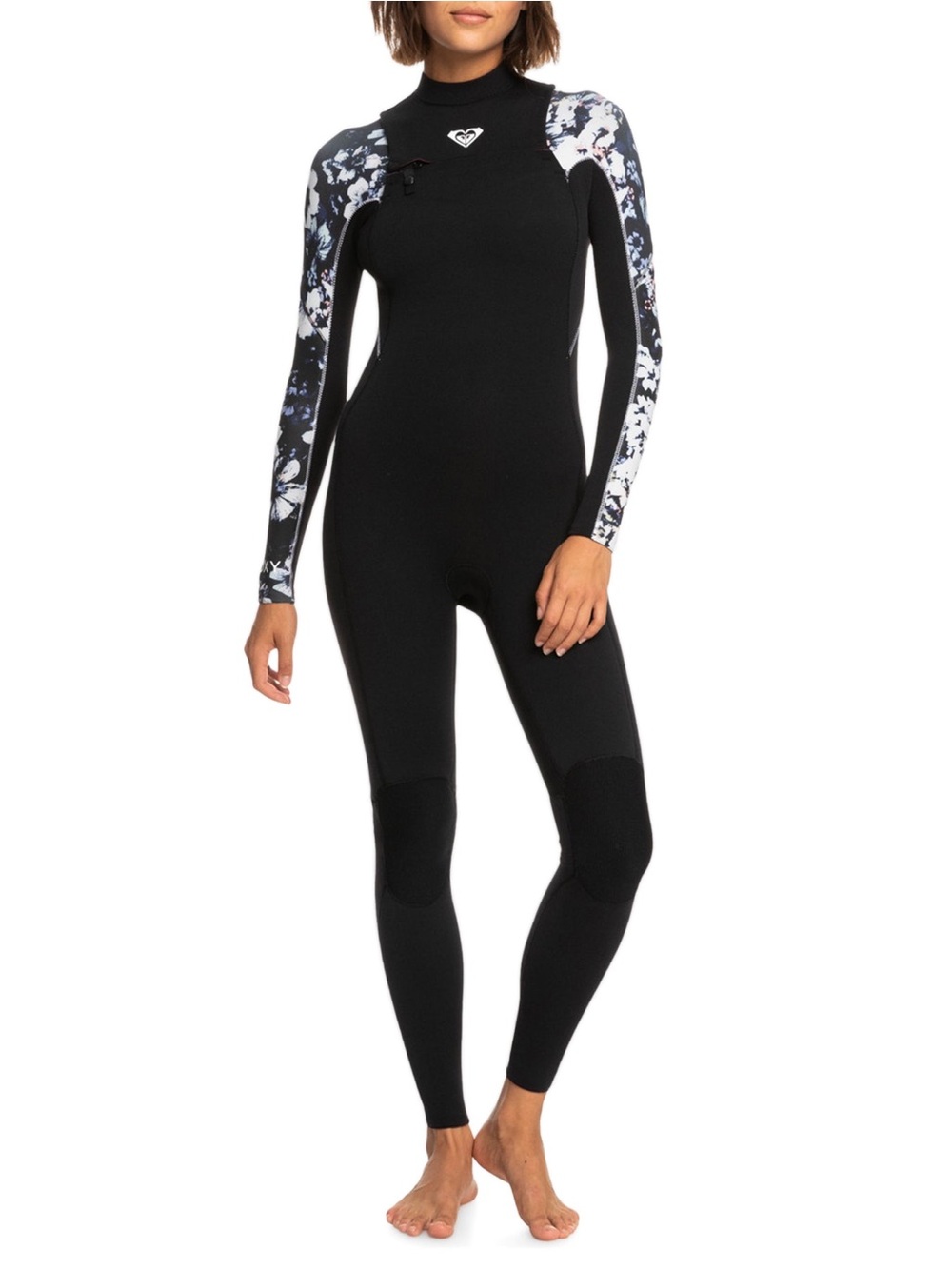 NWT Roxy Black Full-Length Wetsuit with White/Gray Patterned Sleeves